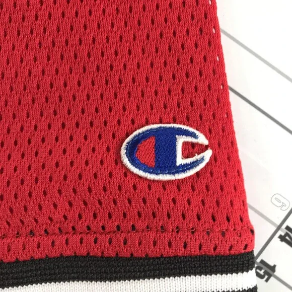 Vintage Champion Shirt Mens Medium Red Mesh V-Neck Short Sleeve Athletic Jersey - Picture 2 of 9